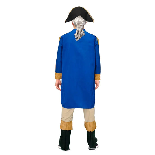 Adult Historical President Costume Colonial Jacket Hat Set - Blue Gold-3