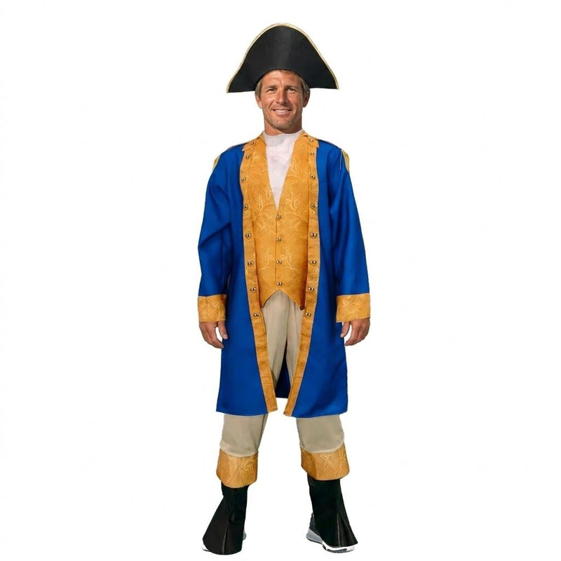 Load image into Gallery viewer, Adult Historical President Costume Colonial Jacket Hat Set - Blue Gold-0
