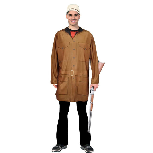 Adult Jungle Adventurer Mens Hat Top Safari Hunter Dress Up Halloween Costume-0