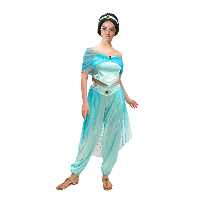 Load image into Gallery viewer, Adults Aladdin Jasmine Princess Genie Cosplay Costume Belly Dancer Fancy Dress Up-1
