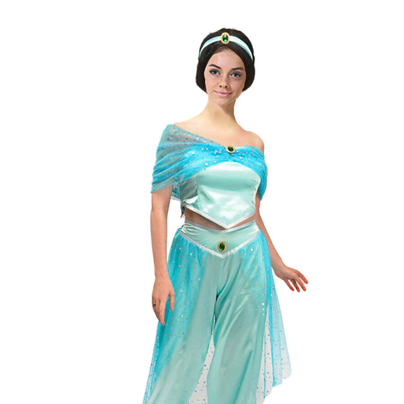Load image into Gallery viewer, Adults Aladdin Jasmine Princess Genie Cosplay Costume Belly Dancer Fancy Dress Up-2
