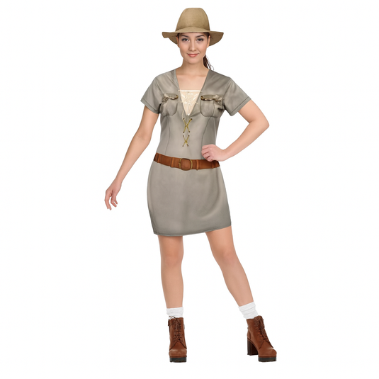 Adult Lady Wildlife Explorer Costume Womens Jungle Safari Halloween Outfit-1
