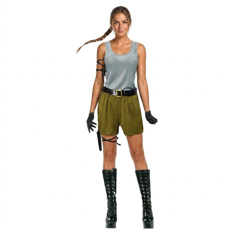 Load image into Gallery viewer, Adult Adventurer Girl Costume Top Shorts Holster Gloves Set -  XS/S M/L-0
