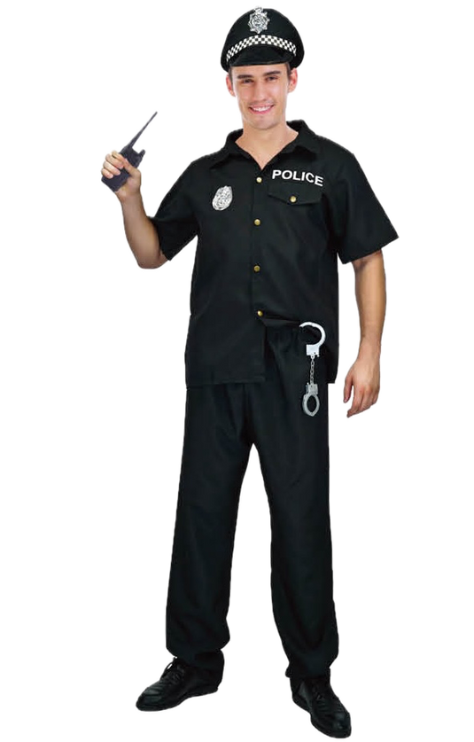 Mens AU Police Officer Costume Cop Fancy Dress Party Halloween Uniform Outfit-0