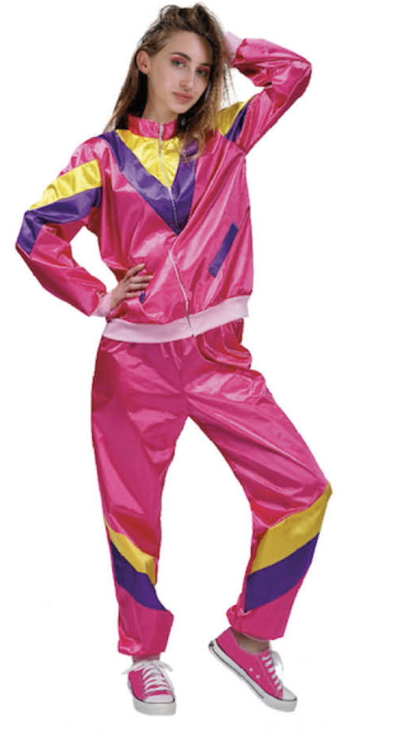 Ladies 80s Height Of Fashion Tracksuit 1980s Party Retro Disco