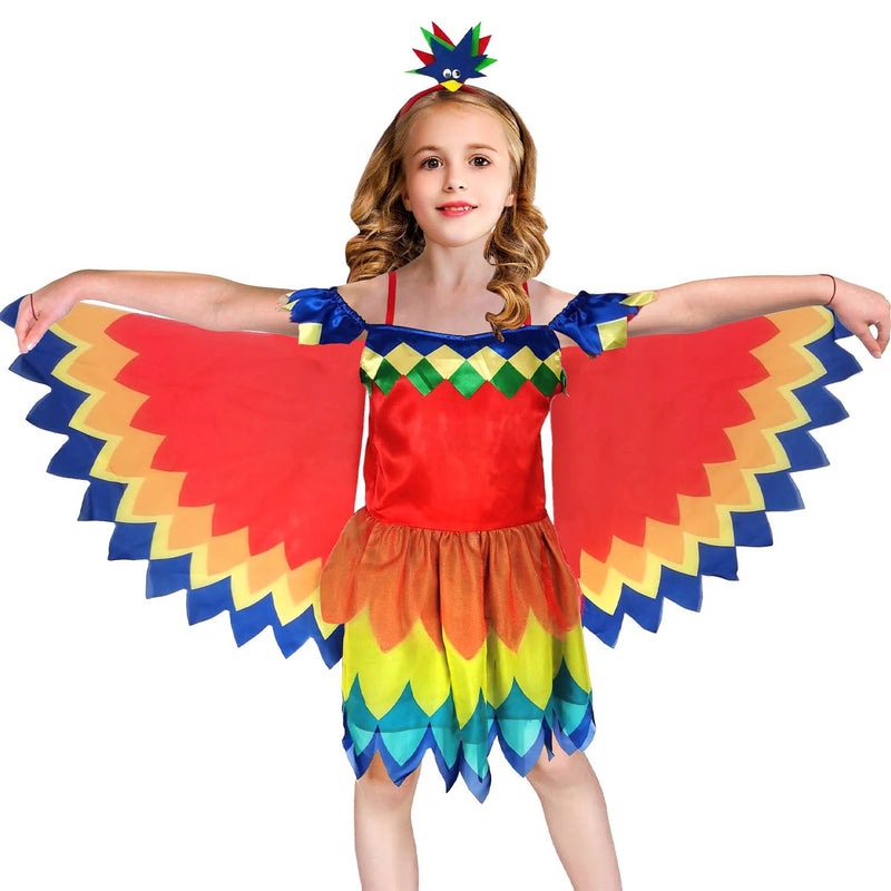 Load image into Gallery viewer, Girls Parrot Costume Rainbow Bird Halloween School Carnival Book Week-3
