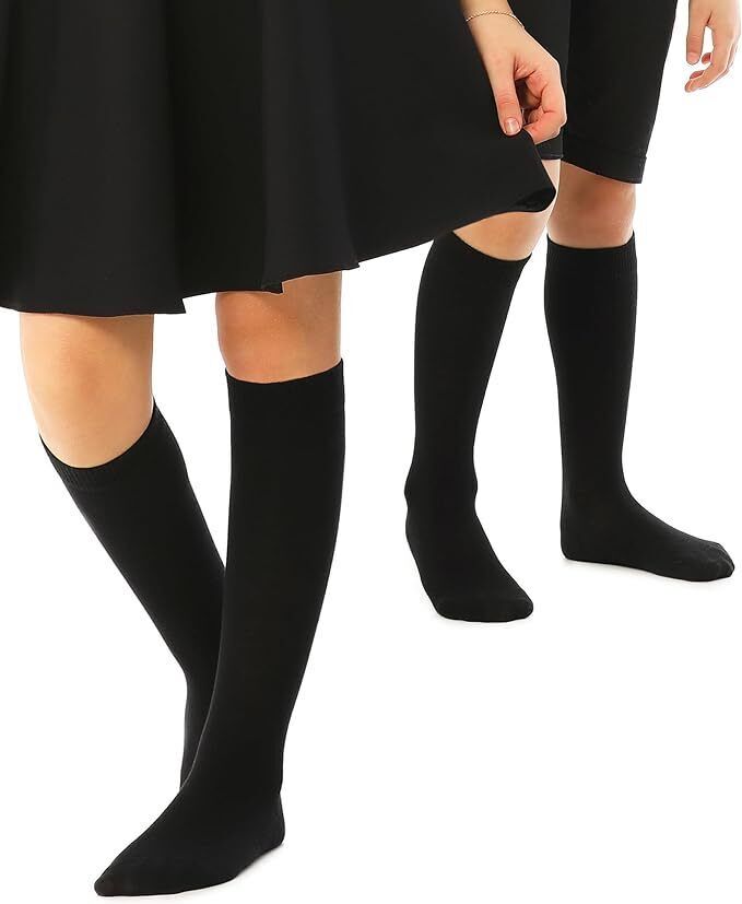 Load image into Gallery viewer, 12x Knee High School Socks for Girls Boys Plain Cotton Rich Kids Bulk - Black-0
