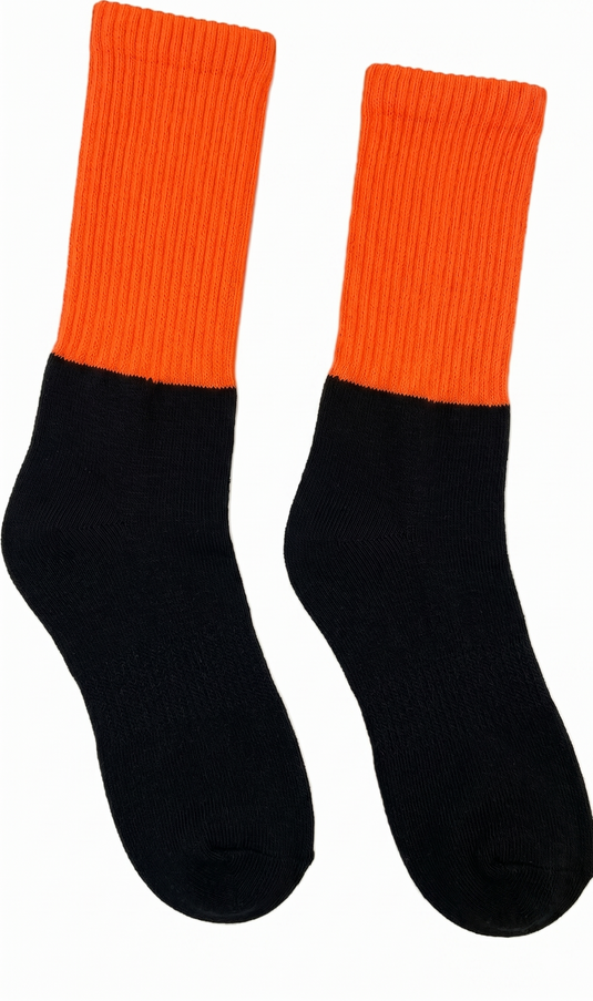 12x Pairs HI VIS SOCKS Workwear Work Safety Tradie High Visibility Fluro - Orange-2