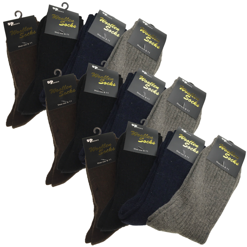 Load image into Gallery viewer, 12 Pairs WOOL BLEND SOCKS Mens Soft Thick Work Thermal Warm Cushion Sock BULK-1
