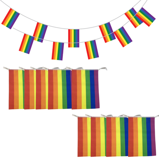 10x 3.6m RAINBOW BUNTING FLAG Party Banner Stall Flags Decor Gay Pride LGBT BULK-0