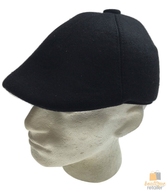 MENS NEWSBOY HAT Cabbie Gatsby 20s Ivy Cap Flat Driving Sun Flat Plain - Black-2