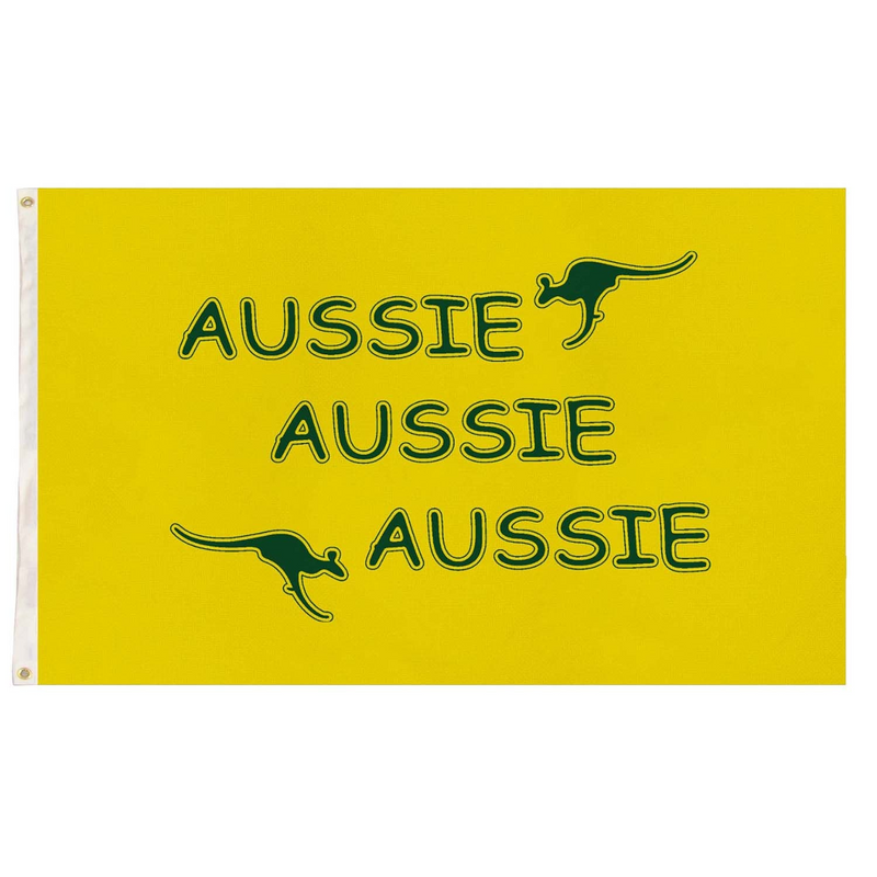 Load image into Gallery viewer, Australia Aussie Flag (Yellow) 90x150cm w/ Kangaroos &amp; Eyelets-1
