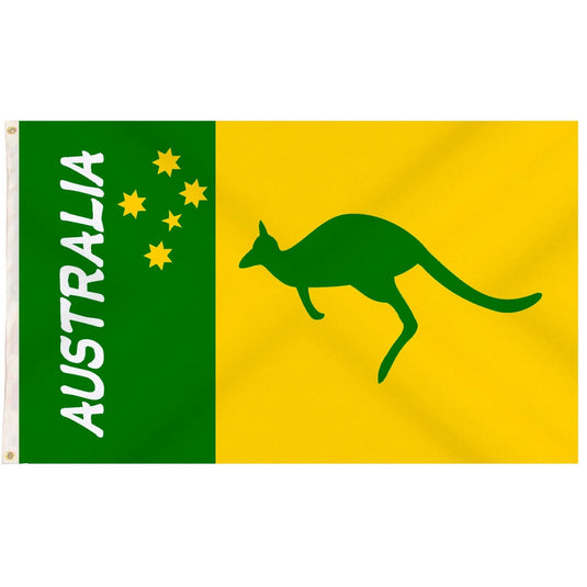 12x Australian Green and Gold/Yellow Flag w/ Kangaroo – 90x150cm Australia Day-3