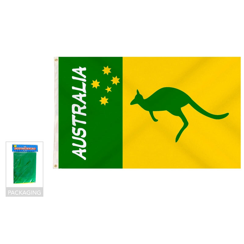 Load image into Gallery viewer, 12x Australian Green and Gold/Yellow Flag w/ Kangaroo – 90x150cm Australia Day-2

