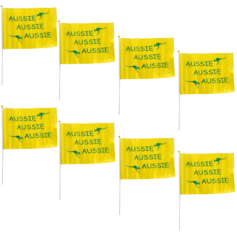 Load image into Gallery viewer, Aussie Hand Flags - 8 Pack (14x21cm) | Yellow Durable Australian Flag for Events &amp; Celebrations-0
