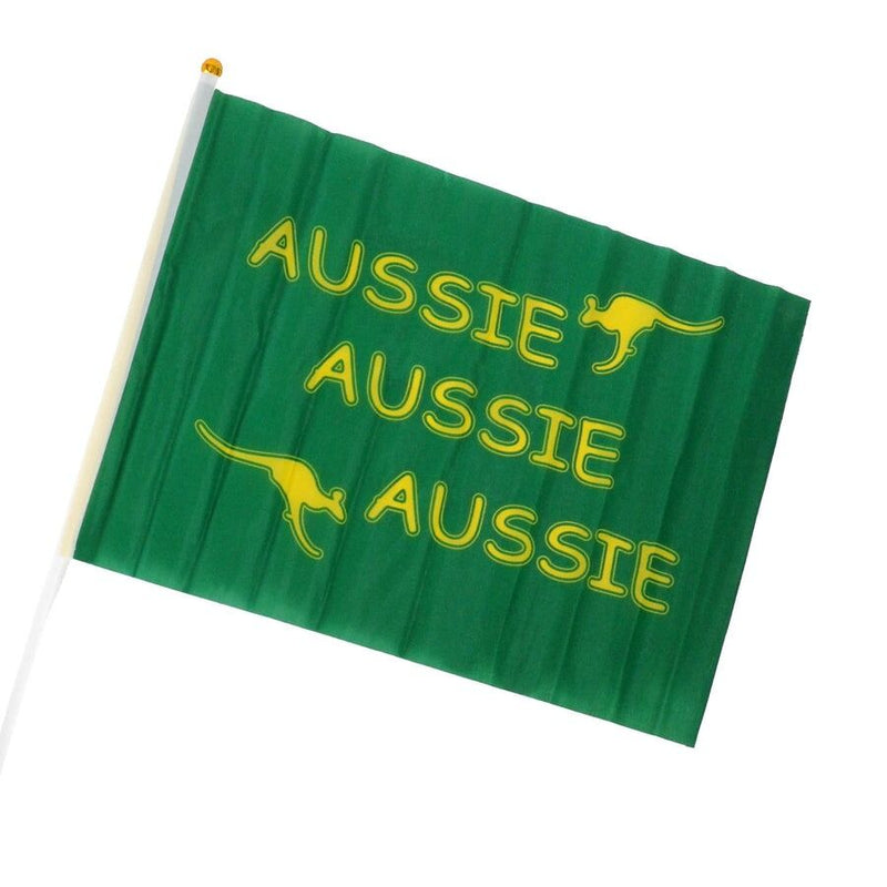 Load image into Gallery viewer, Aussie Hand Flags - 8 Pack (14x21cm) | Green Durable Australian Flag for Events &amp; Celebrations-2
