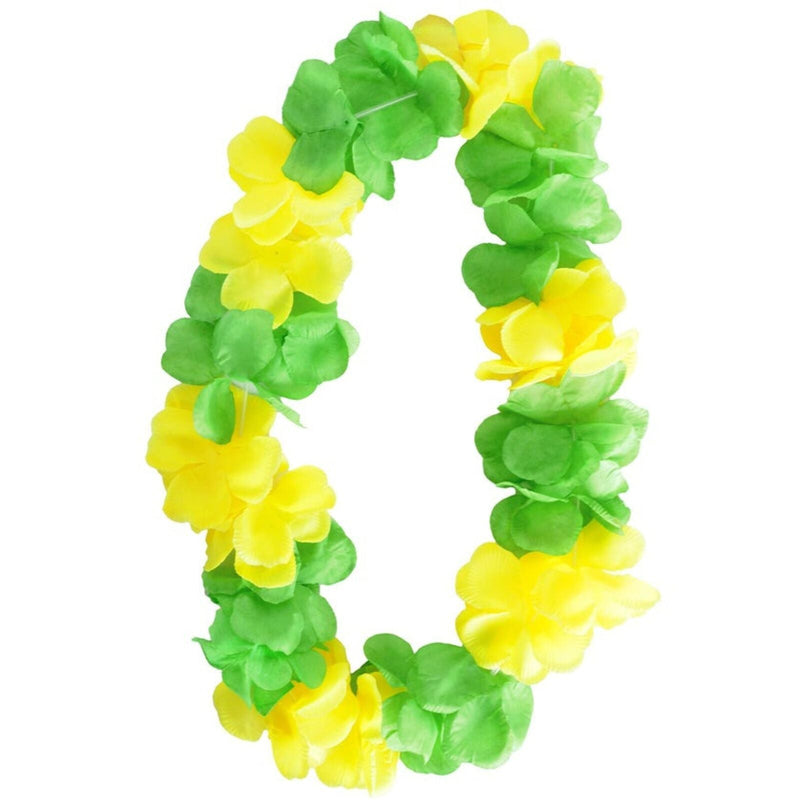 Load image into Gallery viewer, Green &amp; Yellow Hawaiian Lei – Two-Tone Floral Necklace for Luau &amp; Summer Parties Australia Day-0
