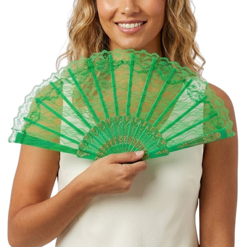 Load image into Gallery viewer, Lace Folding Hand Fan Bridal Wedding Party Spanish Costume Accessory - Green-1
