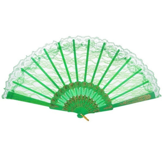 Lace Folding Hand Fan Bridal Wedding Party Spanish Costume Accessory - Green-2
