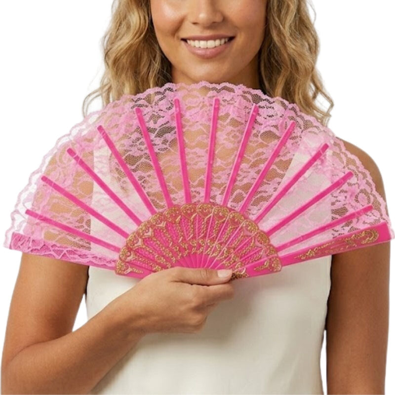 Load image into Gallery viewer, Lace Folding Hand Fan Wedding Party Spanish Costume Accessory - Light Pink-1
