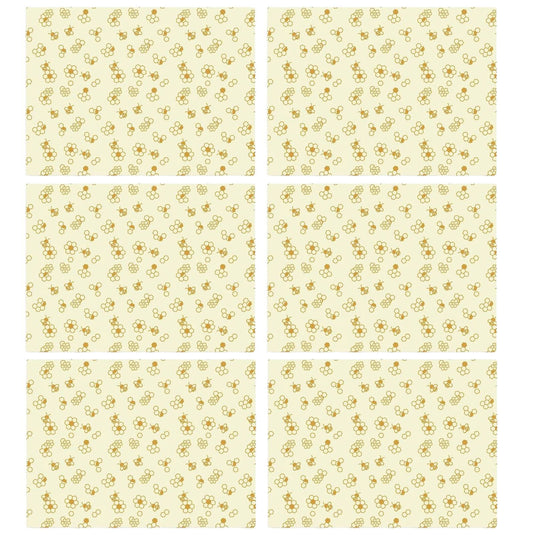 6x Karlstert Natural Beeswax Honeycomb Food Wrap in Honeybee Print 43 x 58.5cm-1