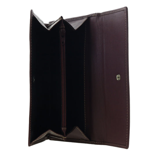 Pierre Cardin Detroit Leather Long Wallet with RFID Protection and Quilted Detail in Brown-2