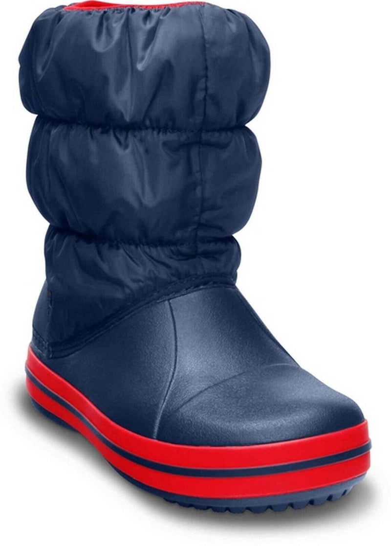 Load image into Gallery viewer, Crocs Kids Winter Puff Boot Childrens Boys Girls Warm Puffer - Navy/Red-3
