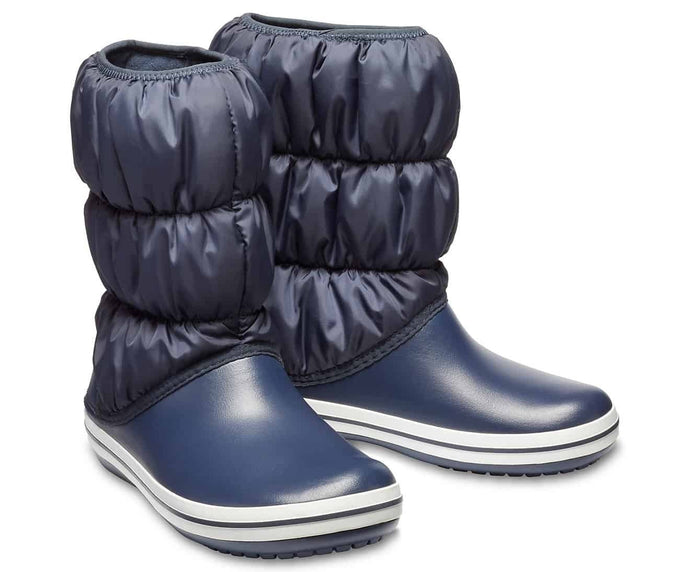 Crocs Womens Winter Puff Boot Puffer Shoes - Navy/White-0
