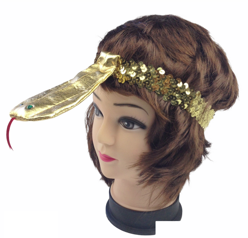 Load image into Gallery viewer, SEQUIN EGYPTIAN Headband Flapper Headpiece w Snake Fancy Dress Costume Cleopatra-1
