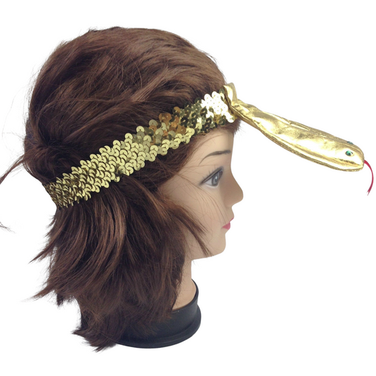 SEQUIN EGYPTIAN Headband Flapper Headpiece w Snake Fancy Dress Costume Cleopatra-2