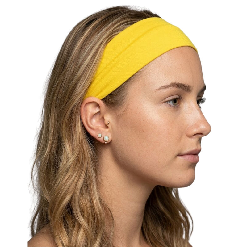 Load image into Gallery viewer, PLAIN HEADBAND Elastic Stretch Sports Yoga Hair Band Unisex 8cm Wide - Yellow-1
