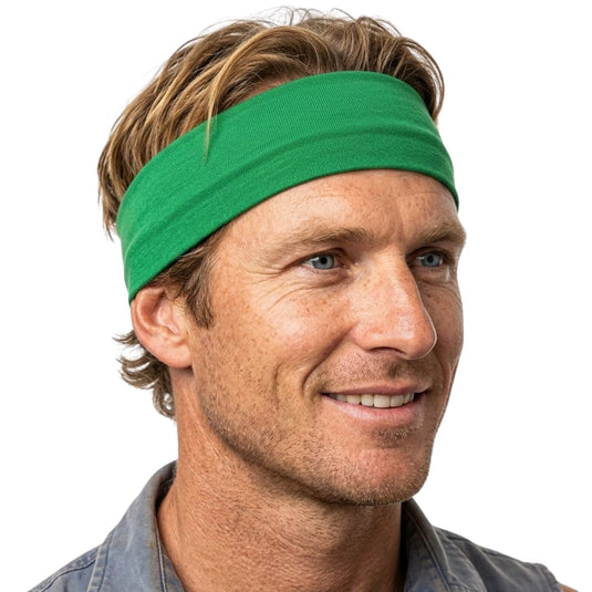 3pc Set Plain Headband Elastic Stretch Sports Yoga Hair Band Unisex - Green-4