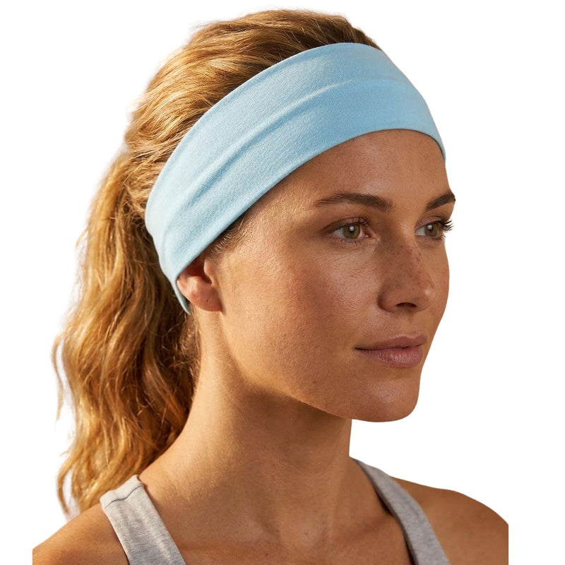 Load image into Gallery viewer, 3pc Set Plain Headband Elastic Stretch Sports Yoga Hair Band Unisex - Sky Blue-4
