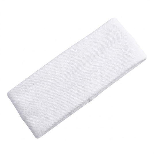 3pc Set Plain Headband Elastic Stretch Sports Yoga Hair Band Unisex - White-3