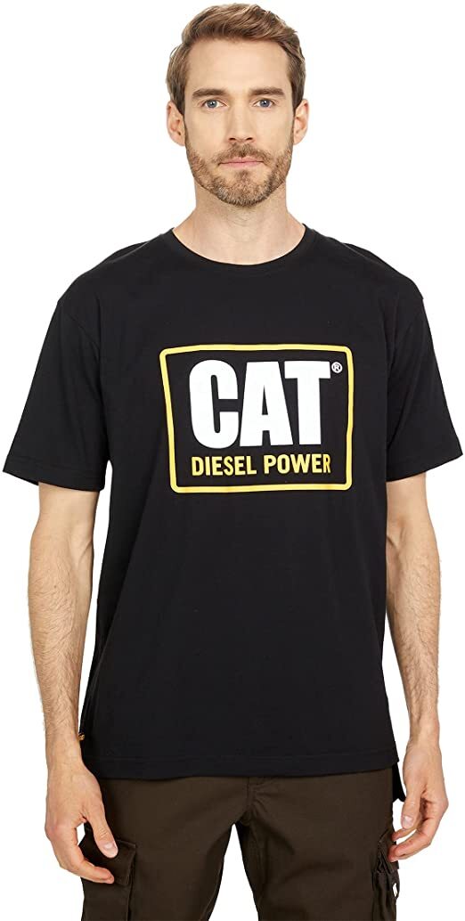 Caterpillar Mens Big & Tall CAT Diesel Power Short Sleeve Classic Fit Tee - Black-0