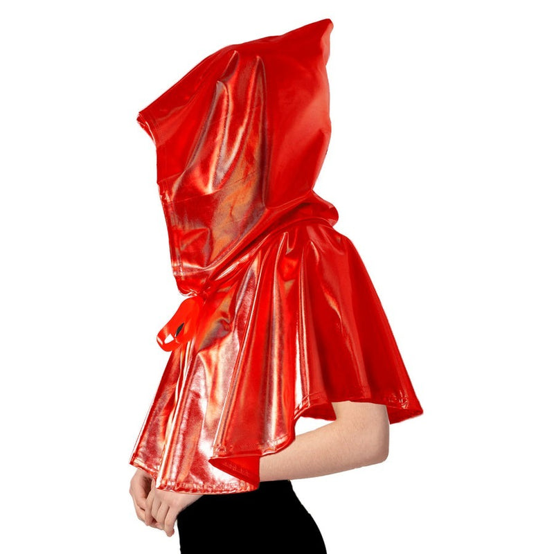 Load image into Gallery viewer, Adult Iridescent Metallic Mini Hooded Cape Halloween Party Costume - Red-2
