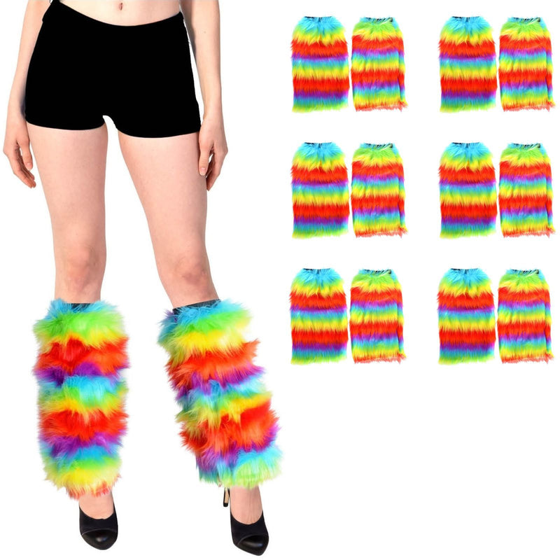 Load image into Gallery viewer, 6 Pairs Fluffy Leg Warmers Rainbow Gay Pride LGBTQ Bulk-0
