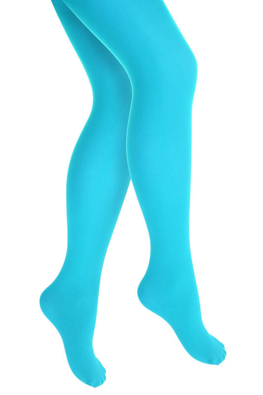 PANTYHOSE Tights Stockings Hosiery Womens Ladies Plain Colours - Sky Blue - One Size Fits Most-0