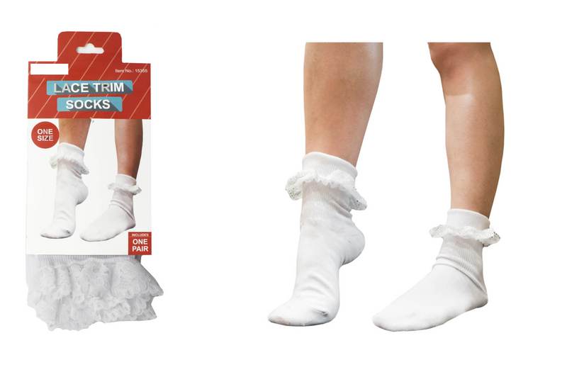 Load image into Gallery viewer, LACE TRIM SOCKS Ladies Ruffle Frilly Trim Ankle Sox Party Fancy Dress-3

