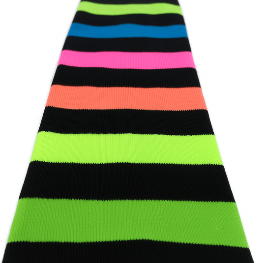 RAINBOW LEG WARMERS Party Costume Fine Stretch Ladies Girls Fancy Dress - Rainbow with Black Stripe-3