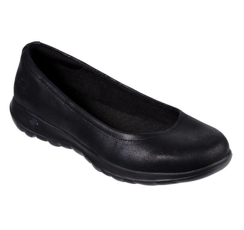 Load image into Gallery viewer, Skechers Womens Go Walk Lite Flats Shoes Comfort GEM Lightweight - Black/Black-0
