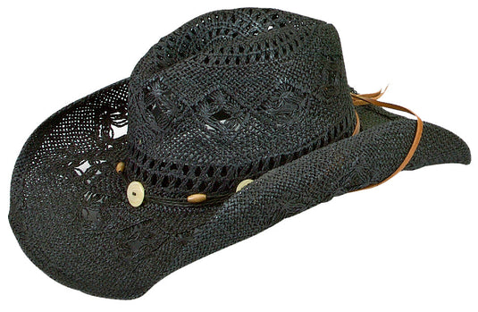 Jacaru 1566 Cowboy Hat – Vegan, UPF Sun Hat | Natural, Black & Pink