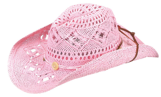 Jacaru 1566 Cowboy Hat – Vegan, UPF Sun Hat | Natural, Black & Pink