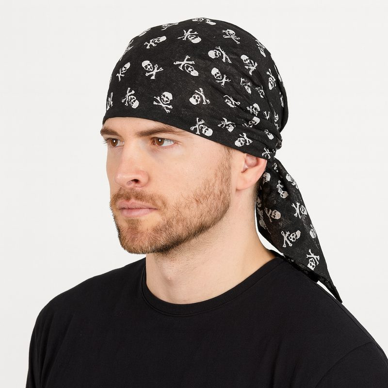 Load image into Gallery viewer, 15x BULK BANDANA Paisley 100% COTTON Head Wrap Bandanna Summer Scarf - Black with White Skulls-1

