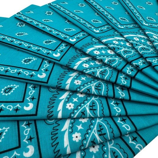 15x BULK BANDANA Paisley 100% COTTON Head Wrap Bandanna Summer Scarf - Blue-3