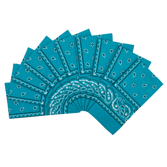 15x BULK BANDANA Paisley 100% COTTON Head Wrap Bandanna Summer Scarf - Blue-0