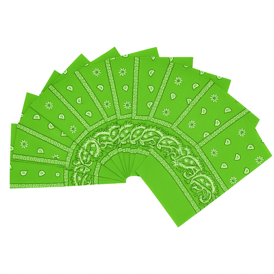 15x BULK BANDANA Paisley 100% COTTON Head Wrap Bandanna Summer Scarf - Light Green-0