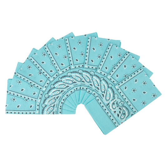 15x BULK BANDANA Paisley 100% COTTON Head Wrap Bandanna Summer Scarf - Sky Blue-1