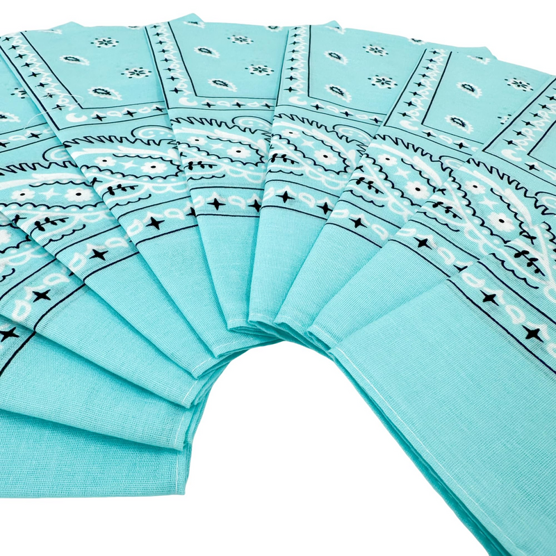 Load image into Gallery viewer, 15x BULK BANDANA Paisley 100% COTTON Head Wrap Bandanna Summer Scarf - Sky Blue-4
