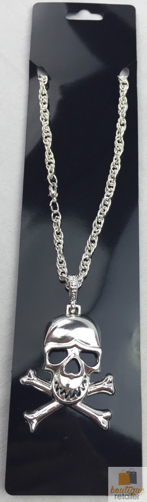 Load image into Gallery viewer, SKULL NECKLACE Pendant Silver Chain Punk Vintage Fashion Gothic Jewelry Retro-3
